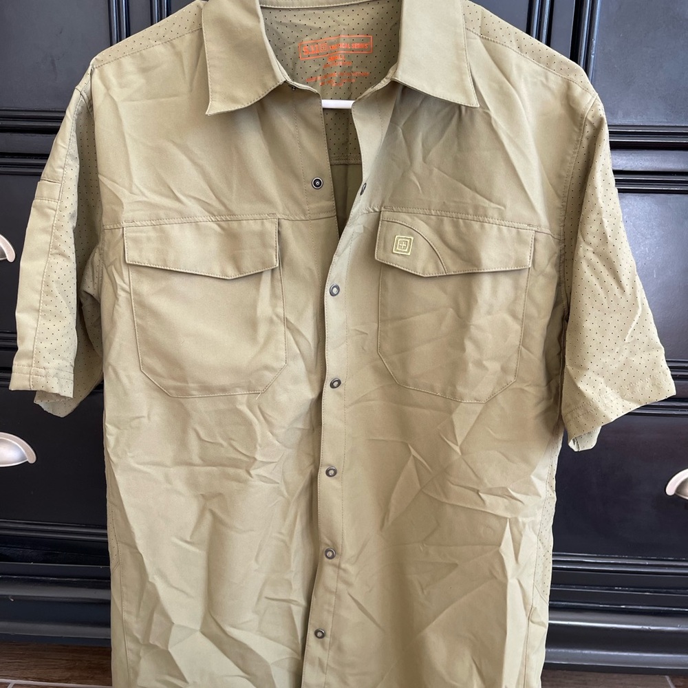 Men’s Khaki 5.11 Tactical Short Sleeve Button-Up Shirt
